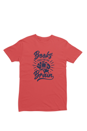 Red Regular Fit Tshirt - Books Food For Brain Men Regular Fit Tshirt 180 Design | Men Fashion