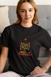 Git Commit Awesomeness Women Regular Fit Tshirt 180 Black Regular Fit Tshirt - Premium Cotton Women Wear
