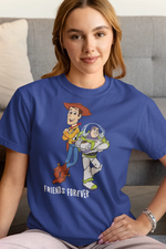 Women Regular Fit Tshirt - Woody And Buzz Friends Forever Women Regular Fit Tshirt 180 Royal Blue | Fullmoon Styles
