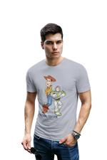 Woody And Buzz Friends Forever Men Regular Fit Tshirt 180 Gray Regular Fit Tshirt - Premium Cotton Men Wear