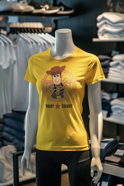 Yellow Regular Fit Tshirt - Toy Story Woody Sheriff Women Regular Fit Tshirt 180 Design | Women Fashion