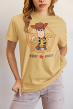 Toy Story Woody Sheriff Women Regular Fit Tshirt 180 Beige Regular Fit Tshirt - Premium Cotton Women Wear