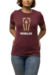 Bowled Women Regular Fit Tshirt 180 Maroon Regular Fit Tshirt - Premium Cotton Women Wear