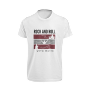Men Regular Fit Tshirt - Rock N Roll With Music Men Regular Fit Tshirt 180 White | Fullmoon Styles