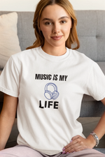 Music Is My Life Women Oversized 210 White Oversized - Premium Cotton Women Wear