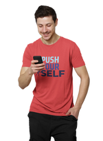 Push Yourself Men Regular Fit Tshirt 180 Red Regular Fit Tshirt - Premium Cotton Men Wear