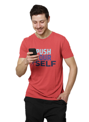 Push Yourself Men Regular Fit Tshirt 180 Red Regular Fit Tshirt - Premium Cotton Men Wear