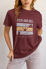 Rock N Roll With Music Women Regular Fit Tshirt 180 Maroon Regular Fit Tshirt - Premium Cotton Women Wear