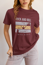 Rock N Roll With Music Women Regular Fit Tshirt 180 Maroon Regular Fit Tshirt - Premium Cotton Women Wear