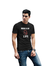 Music Is My Life Men Oversized 210 Black Oversized - Premium Cotton Men Wear