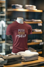 Maroon Regular Fit Tshirt - Push Yourself Men Regular Fit Tshirt 180 Design | Men Fashion