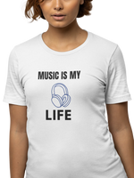 Music Is My Life Women Oversized 240 White Oversized - Premium Cotton Women Wear