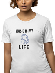 Music Is My Life Women Oversized 240 White Oversized - Premium Cotton Women Wear