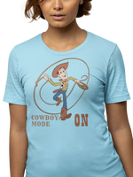 Woody Cowboy Mode On Women Regular Fit Tshirt 180 Sky Blue Regular Fit Tshirt - Premium Cotton Women Wear